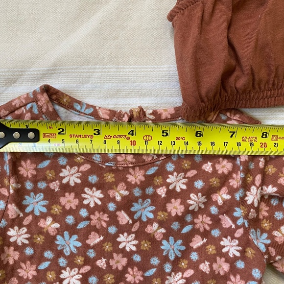 NWT Carter's Baby Girl 2-Piece Dress Set 12 mo Light Brown Floral + Diaper Cover - Picture 7 of 10